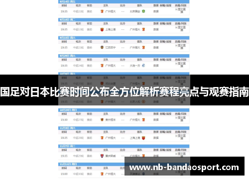 国足对日本比赛时间公布全方位解析赛程亮点与观赛指南